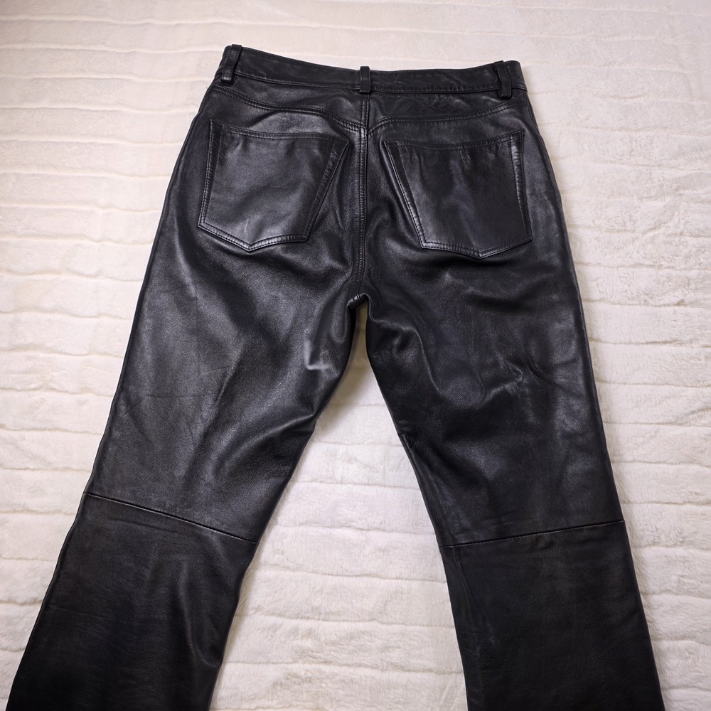 Vintage Gap Genuine Black Leather Pants Womens 6 Moto Biker Babe Retro Whimsey - Picture 2 of 11